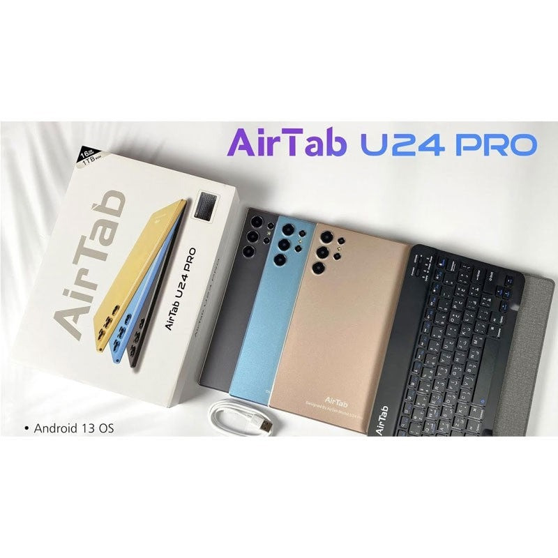 AirTab Pro 5G Tablet 10.1" FHD Incell Display Android 15 16GB RAM 1TB ROM 13MP + 30MP Camera Bluetooth Headset Mouse Keyboard 10000mAh Battery