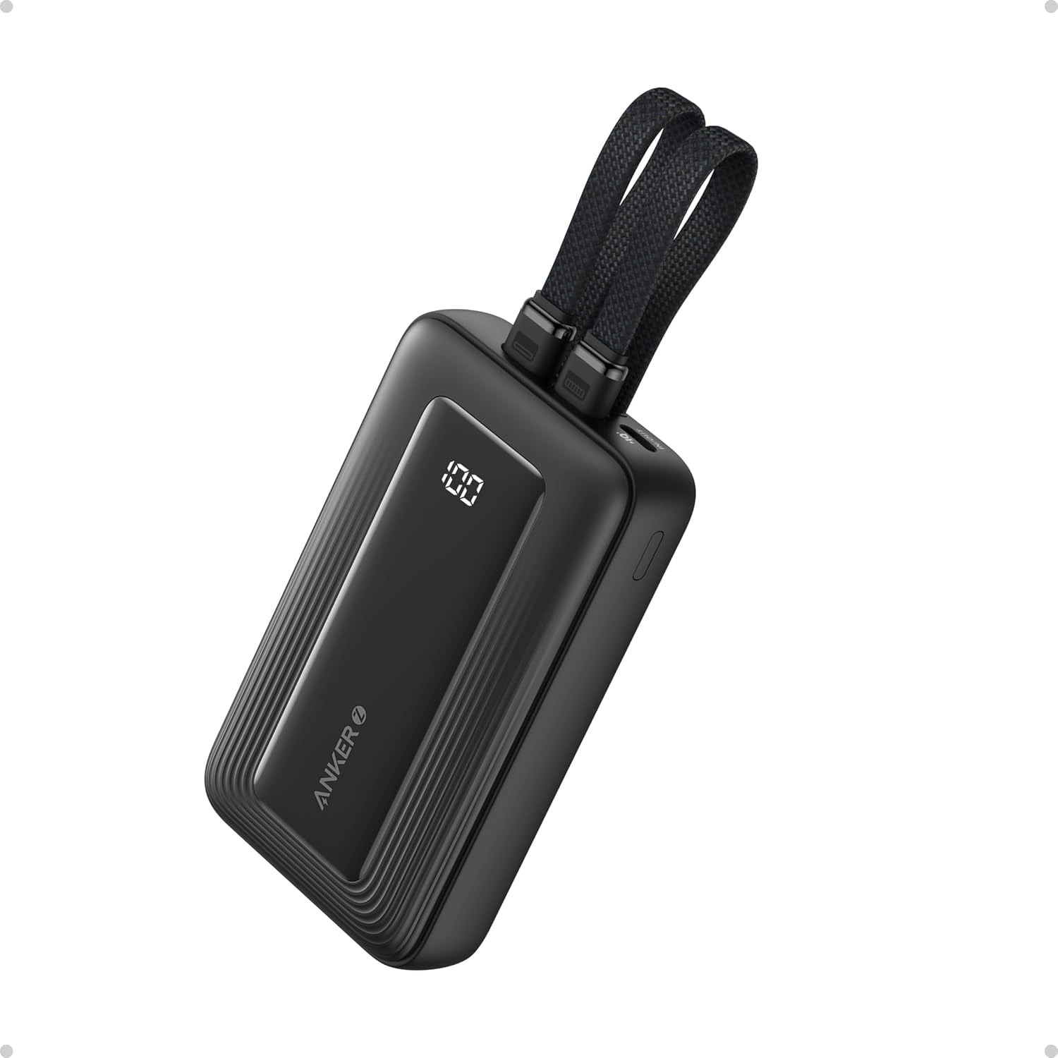 Anker Zolo 20000mAh Portable Charger: 30W Fast Charging, Integrated USB-C & Lightning Cables