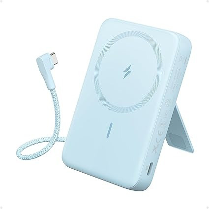 Anker Zolo Magnetic Power Bank: 10000mAh, 7.5W Wireless Charging, Flexible Stand & Integrated USB-C Cable