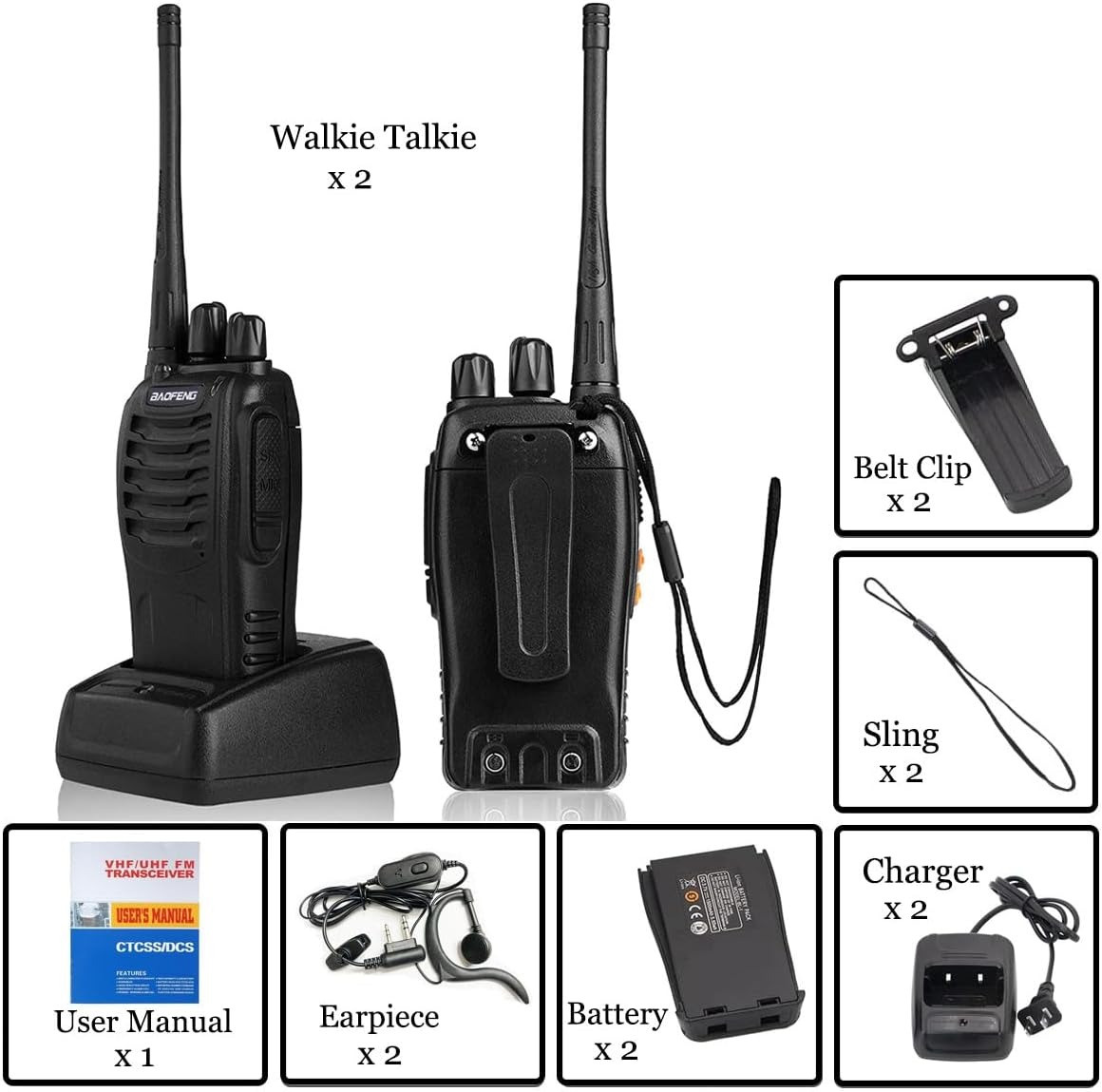 Baofeng Walkie Talkies bf-888s Rechargeable Two-Way Radio Long Range Handheld Communicator Professional UHF Interphone- 10KM