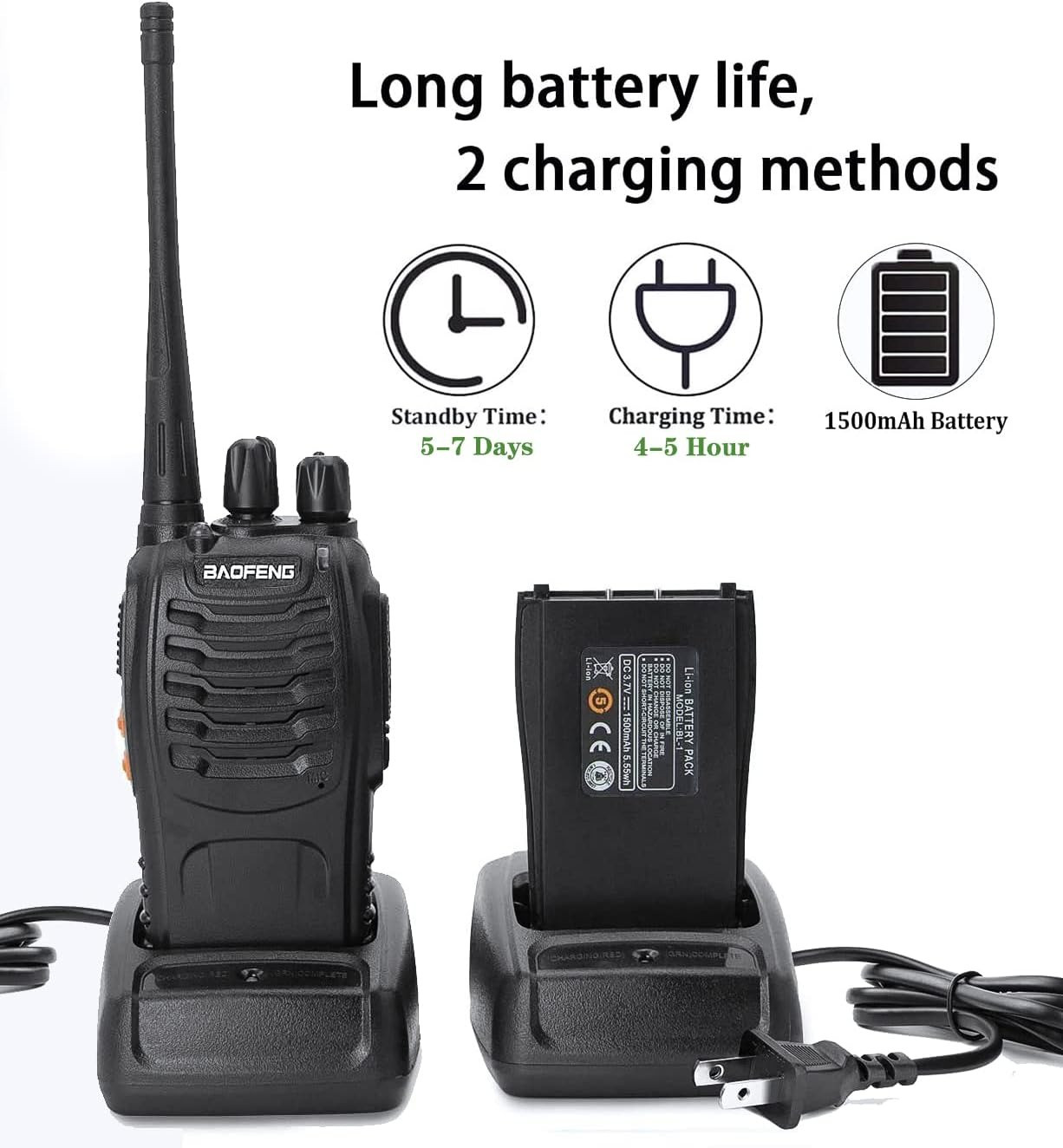 Baofeng Walkie Talkies bf-888s Rechargeable Two-Way Radio Long Range Handheld Communicator Professional UHF Interphone- 10KM