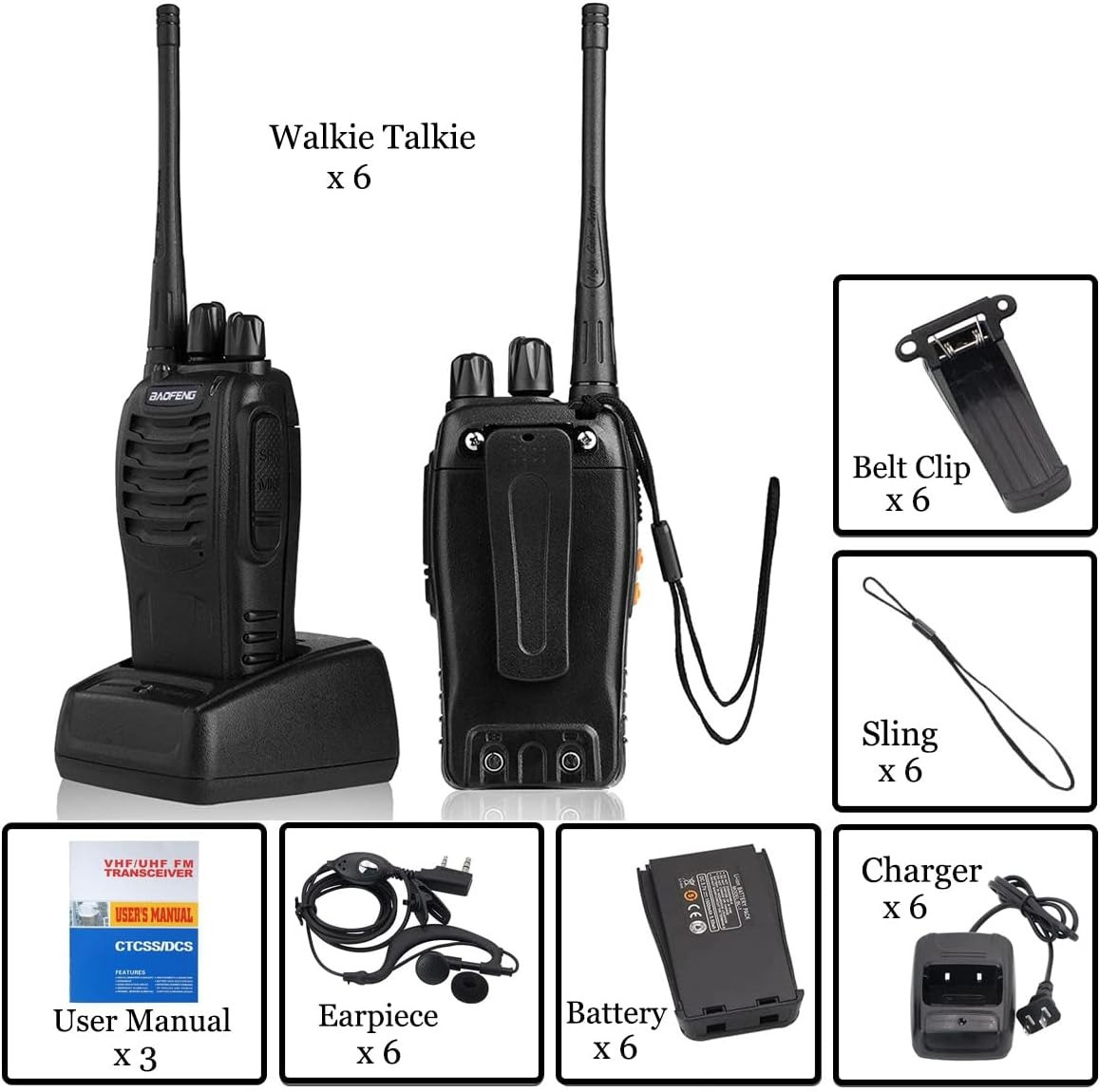 Baofeng Walkie Talkies bf-888s Rechargeable Two-Way Radio Long Range Handheld Communicator Professional UHF Interphone- 10KM