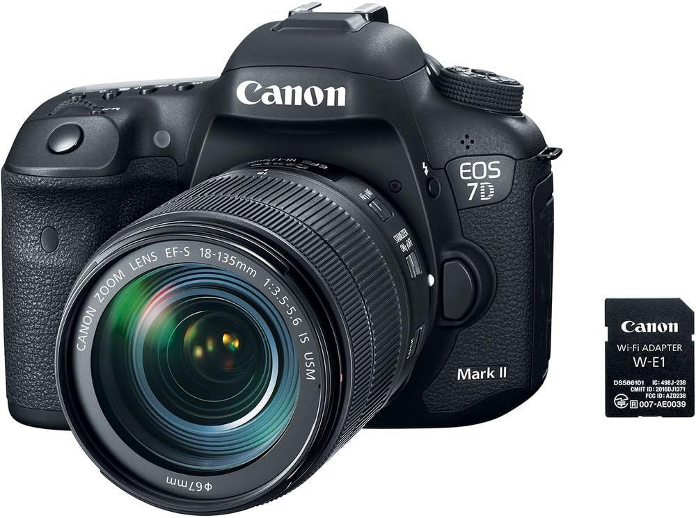 Canon EOS 7D Mark II DSLR 20.2MP 10fps 18-135mm Camera with Lens W-E1 Wi-Fi Adapter