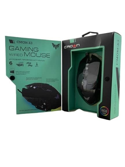 Crown Micro Wired Gaming Mouse Up to 3200Dpi Button 6D USB Interface Cable Length 1.5M CMGM-X3