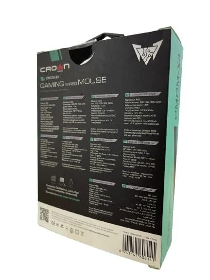 Crown Micro Wired Gaming Mouse Up to 3200Dpi Button 6D USB Interface Cable Length 1.5M CMGM-X3