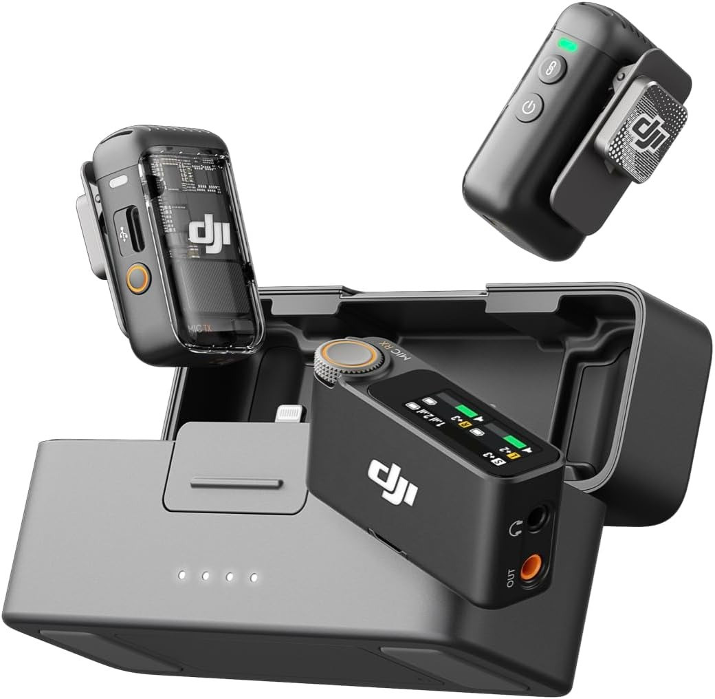 DJI Mic 2 Compact Digital Wireless Dual Microphone System Kit Recorder for Camera and Smartphone with Charging Case
