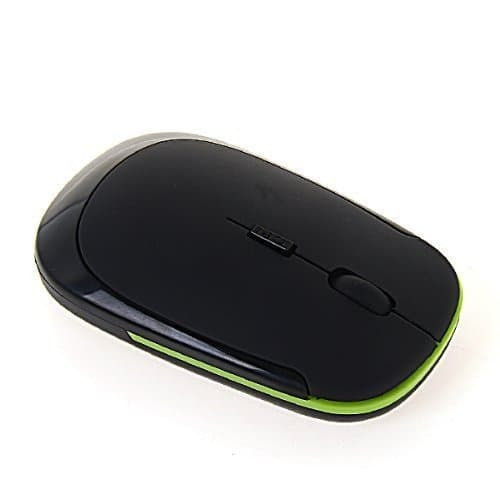 Generic Slim Mini 2.4GHz Wireless Mouse Optical for PC MAC Laptop Desktop Black with Green stripe