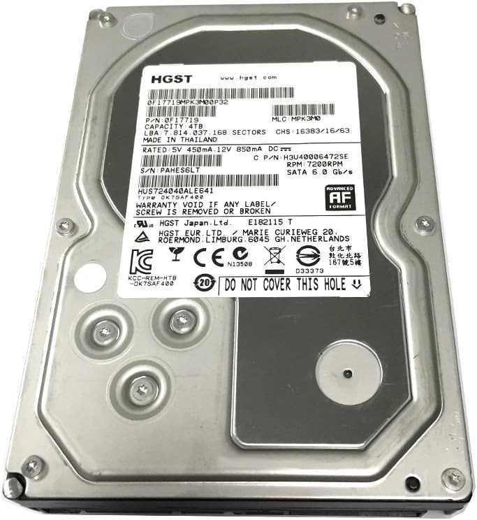 HGST 4TB 64MB Cache 7200RPM SATA 6.0Gb/s 3.5inch Internal Hard Drive For NAS, Desktop PC/Mac, Surveillance Storage, CCTV DVR