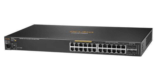 HPE Aruba 2530 24G PoE+ Switch 24 RJ-45 Autosensing 10/100/1000 PoE+ ports 4 Fixed Gigabit Ethernet SFP Ports 1U Height J9773A
