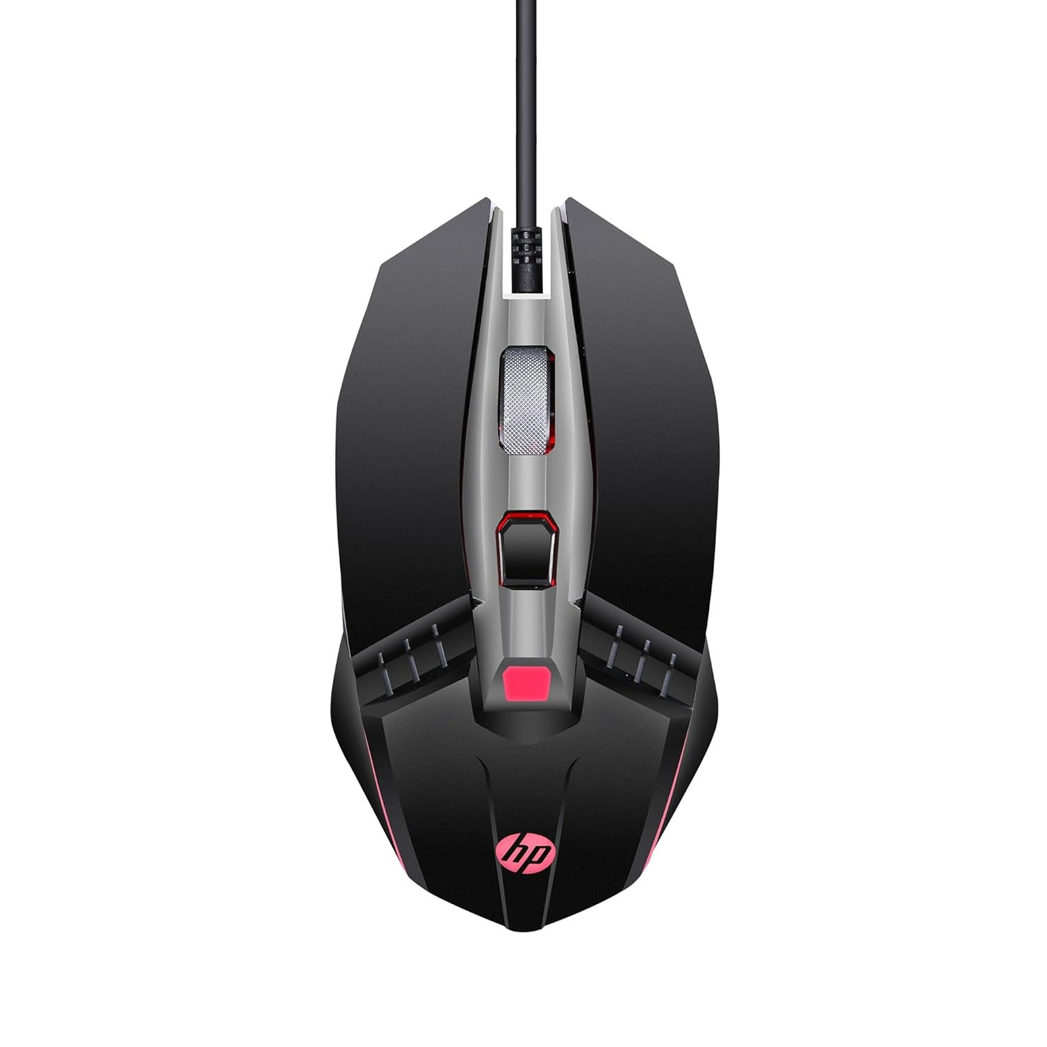 HP M270 Backlit USB Wired Gaming Mouse with 6 Buttons 4-Speed Customizable 2400 DPI Ergonomic Design Breathing LED Lighting Metal Scroll Wheel Lightweight