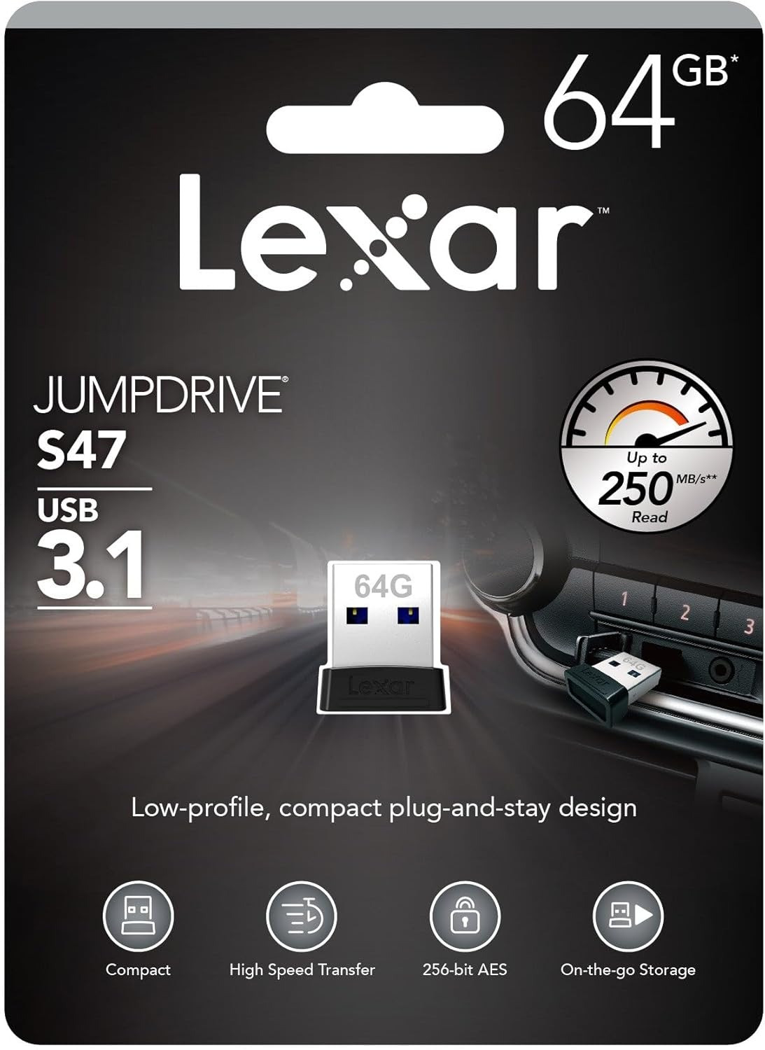 Lexar 64GB JumpDrive S47 USB 3.1 Gen 1 Flash Drive