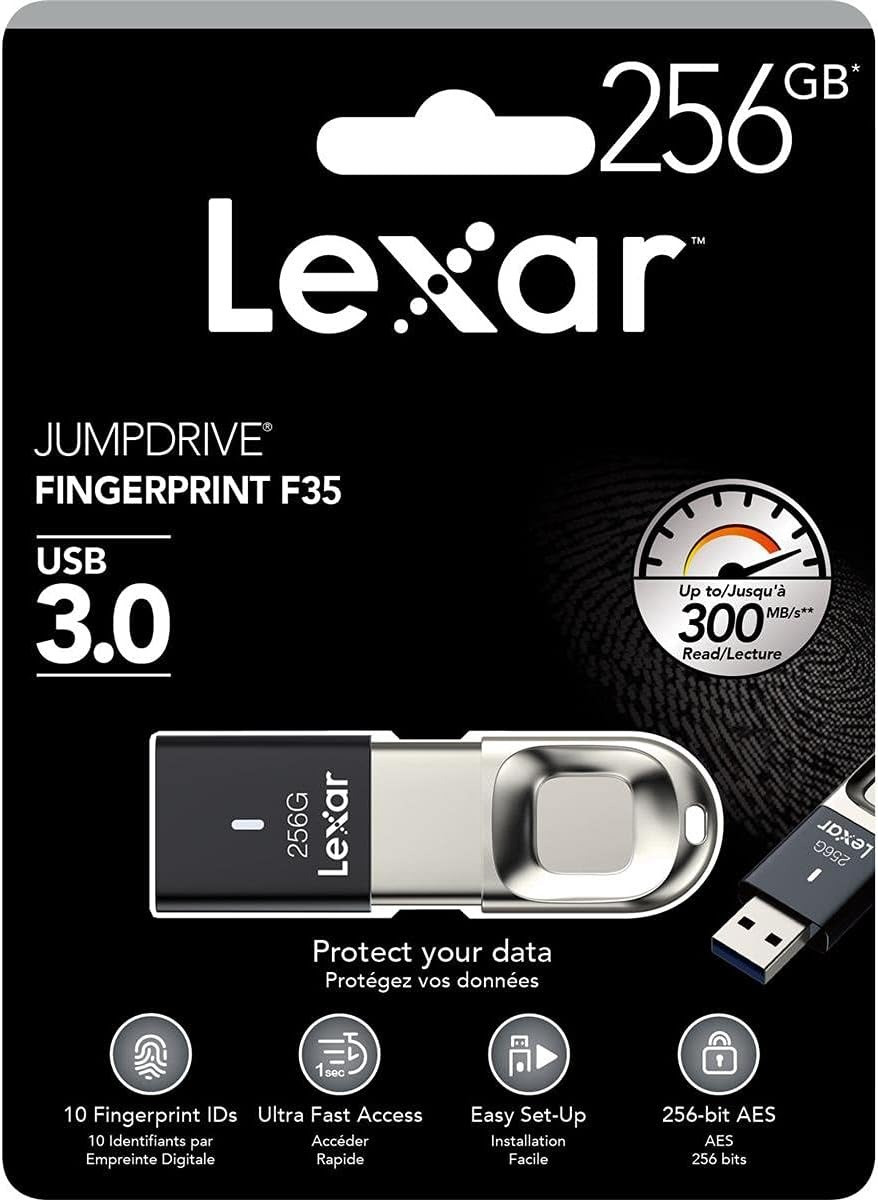 Lexar 256GB Fingerprint F35 USB 3.0 Flash Drive