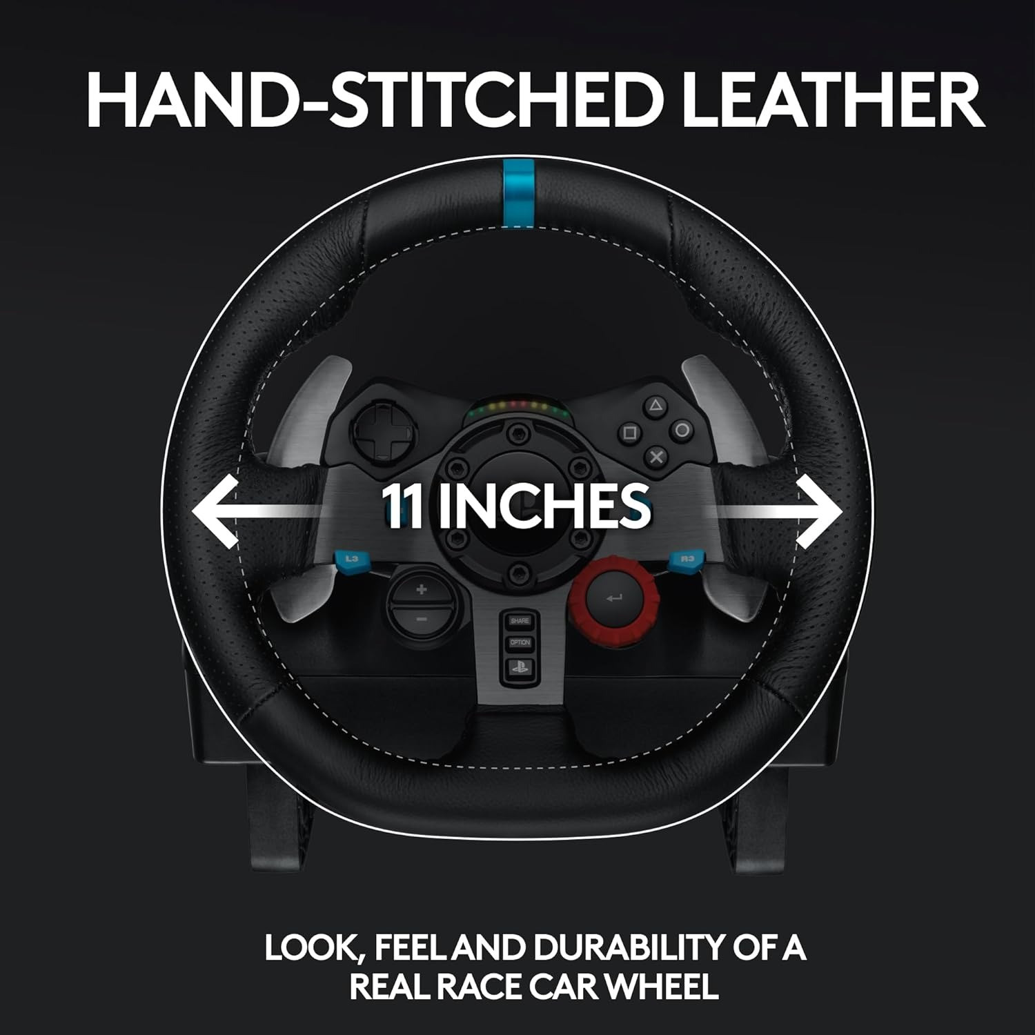 Logitech G29 Driving Force Racing Wheel & Floor Pedals Real Force Feedback Stainless Steel Paddle Shifters Leather Steering Wheel Cover Adjustable Floor Pedals