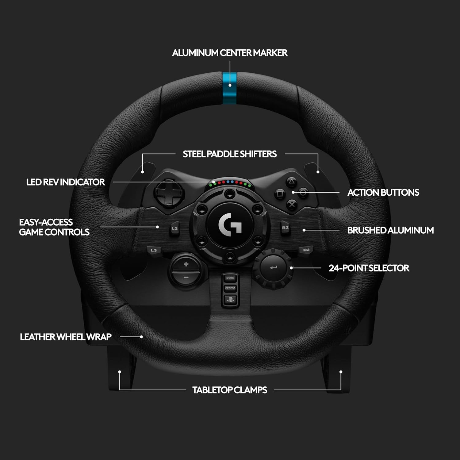 Logitech G923 Racing Wheel and Pedals, TRUEFORCE up to 1000 Hz Force Feedback, Responsive Driving Design, Dual Clutch Launch Control for PS5 PS4 PC Mac