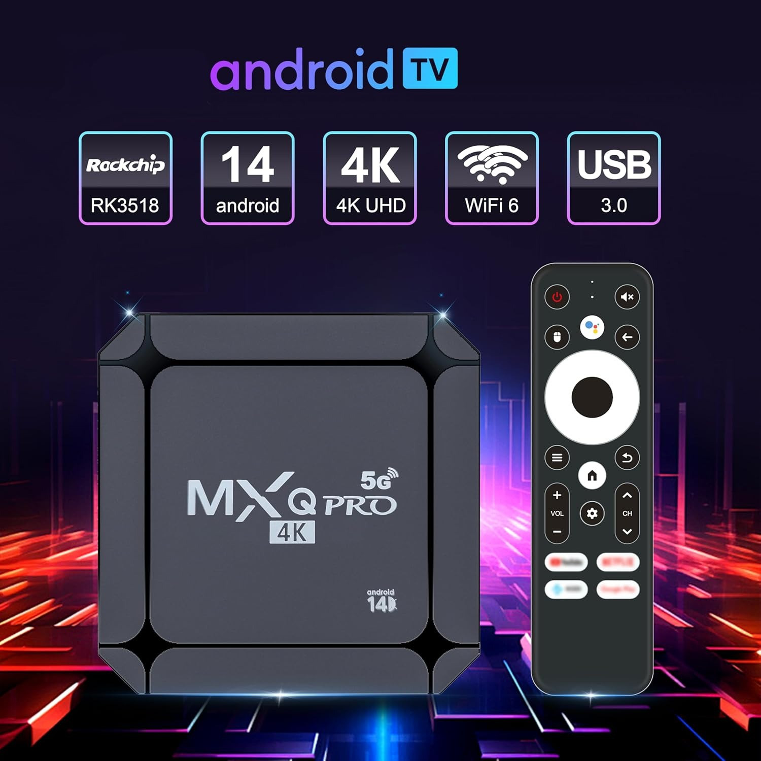 MXQ Pro 4K 5G Android TV Box Upgraded Version 16GB RAM 256GB ROM