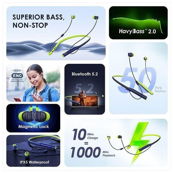 Oraimo Necklace 4 Dual EQ Multiple Connection 50-hr playtime Quick Charge Neckband Earphone OEB-E50D