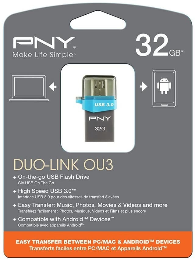 PNY 32GB OTG Duo-Link OU3 USB 3.0 Flash Drive