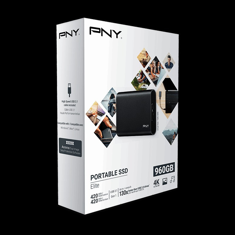 PNY Elite 960GB USB 3.1 Gen 1 Portable Solid State Drive (SSD)