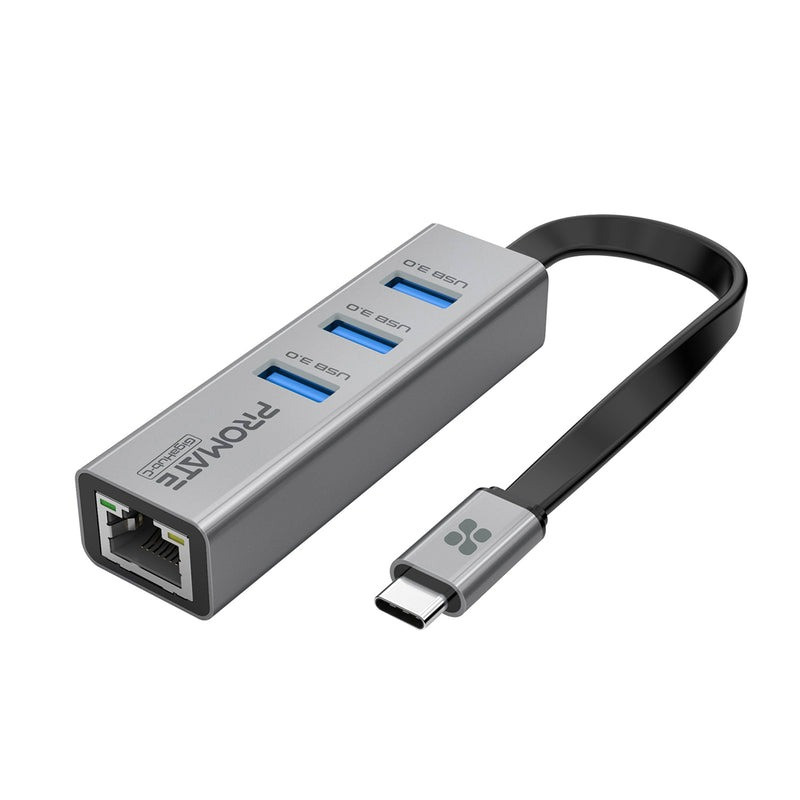 Promate USB-C to Ethernet Adapter: GigaHub-C for Stable Wired Internet Connection