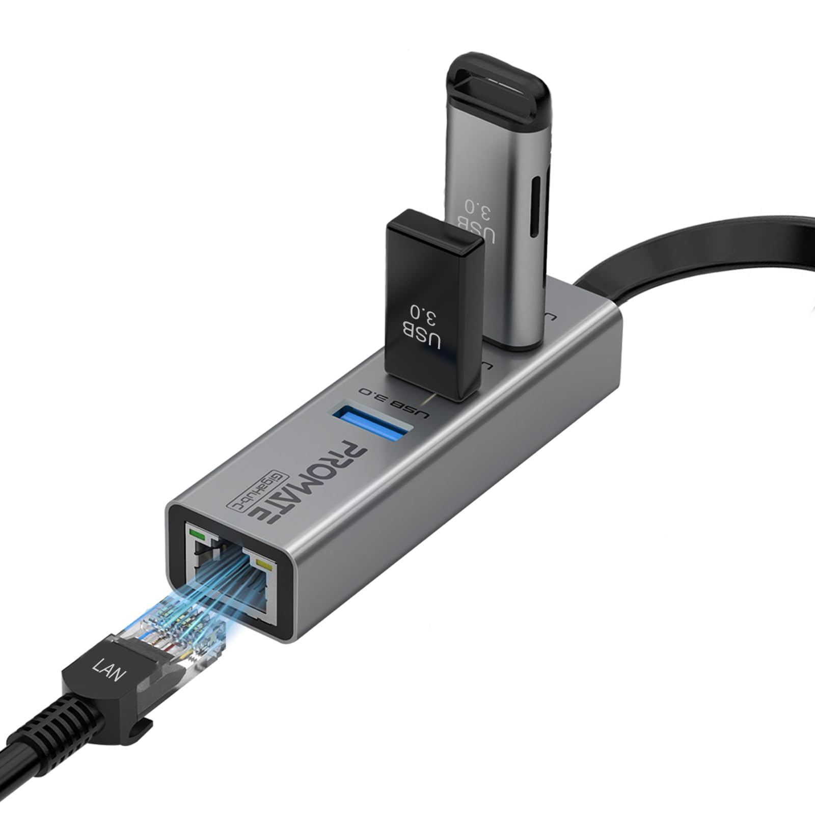 Promate USB-C to Ethernet Adapter: GigaHub-C for Stable Wired Internet Connection