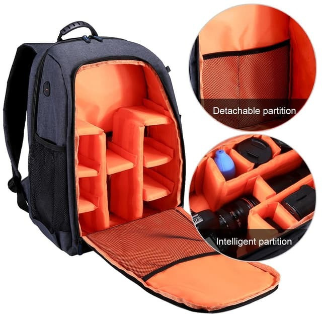 Puluz Camera Backpack Waterproof Shockproof Camera Bag With Rain Cover For DSLR SLR Camera Lenses