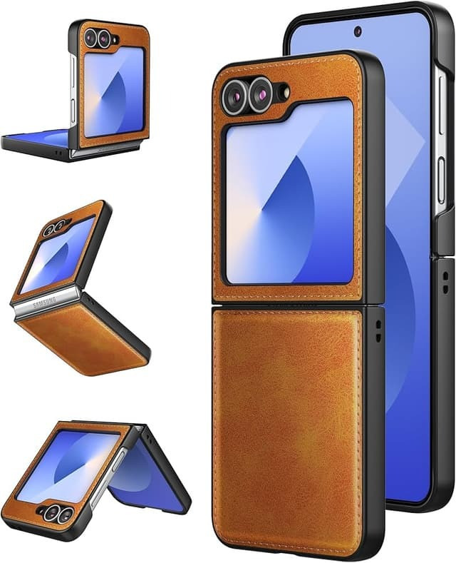 Samsung Galaxy Z Flip 6 Jinduka Leather Case: Premium Genuine Leather, Slim Fit, Stylish Protection