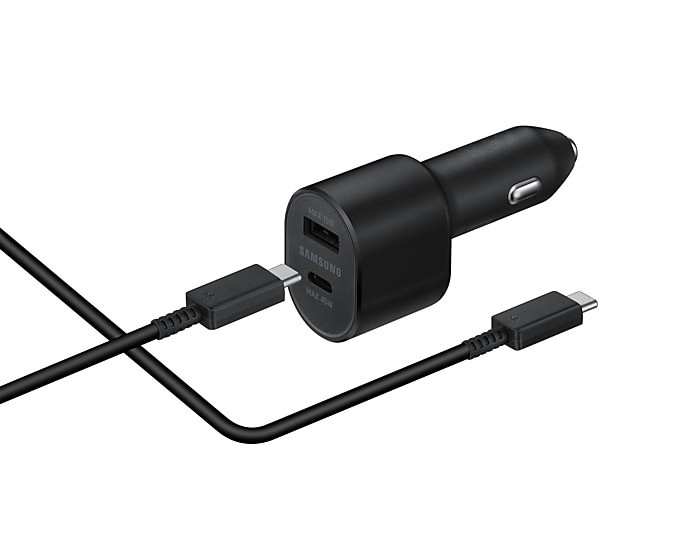 Samsung Super Fast 2.0 Car Charger: Dual Port (USB-C & USB-A), 45W PPS Compatible