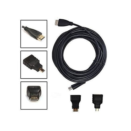 3-in-1 HDMI Cable Kit: 1.5M HDMI to Mini/Micro HDMI Adapter for Tablet, Camera, PC, HDTV