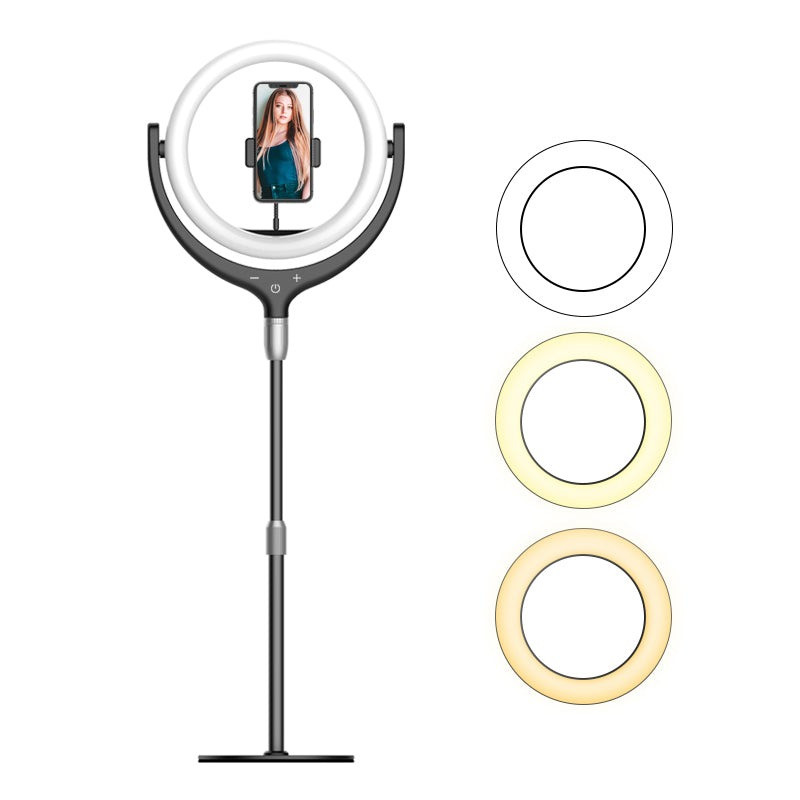 F-539 3300-6000K Dimmable Desktop Ring Light Fill Light with Smart Phone Clip