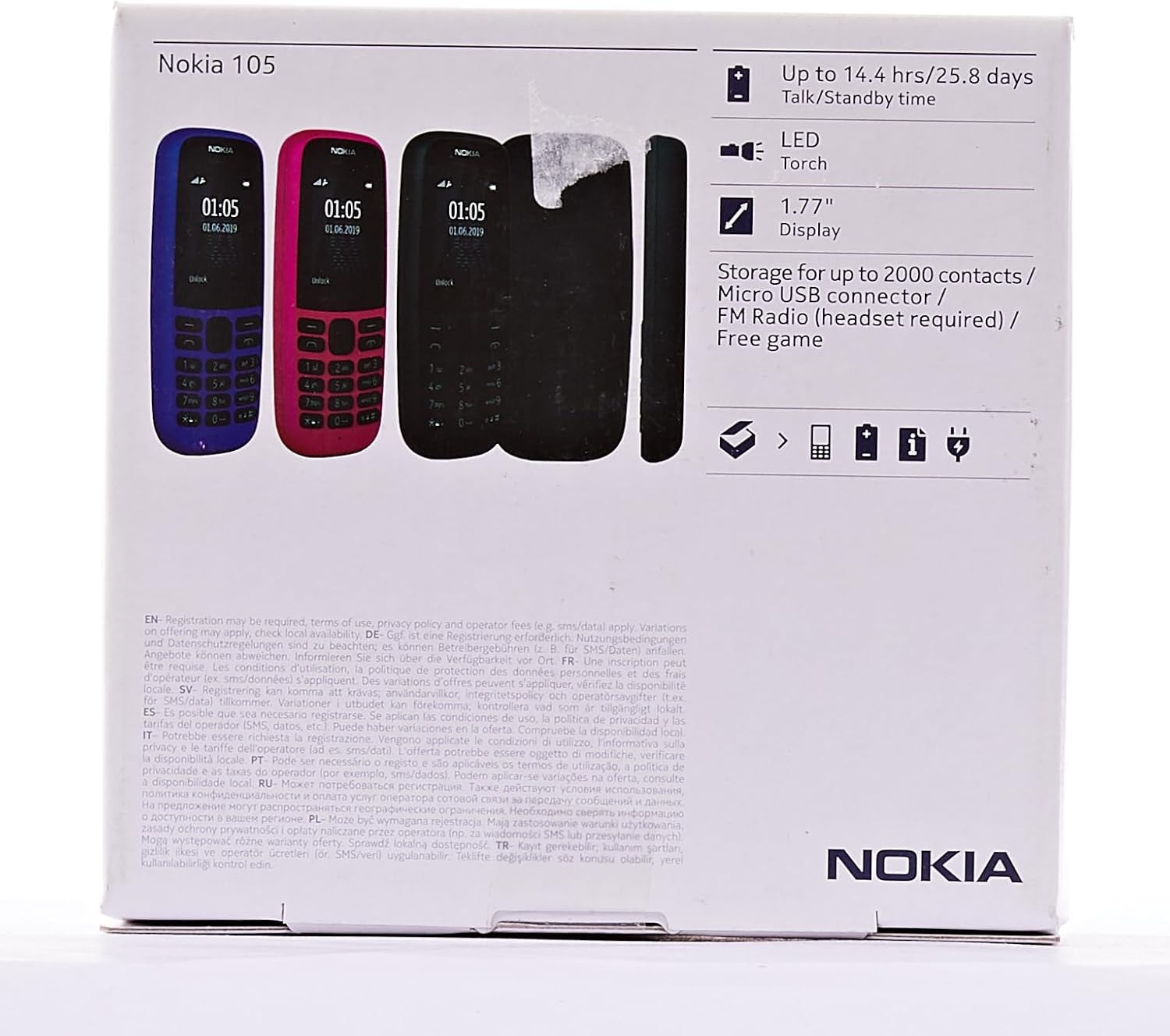 Nokia 105 (4th Edition) Dual SIM 1.77 Inch Display 4MB RAM 4MB ROM 800mAh Battery