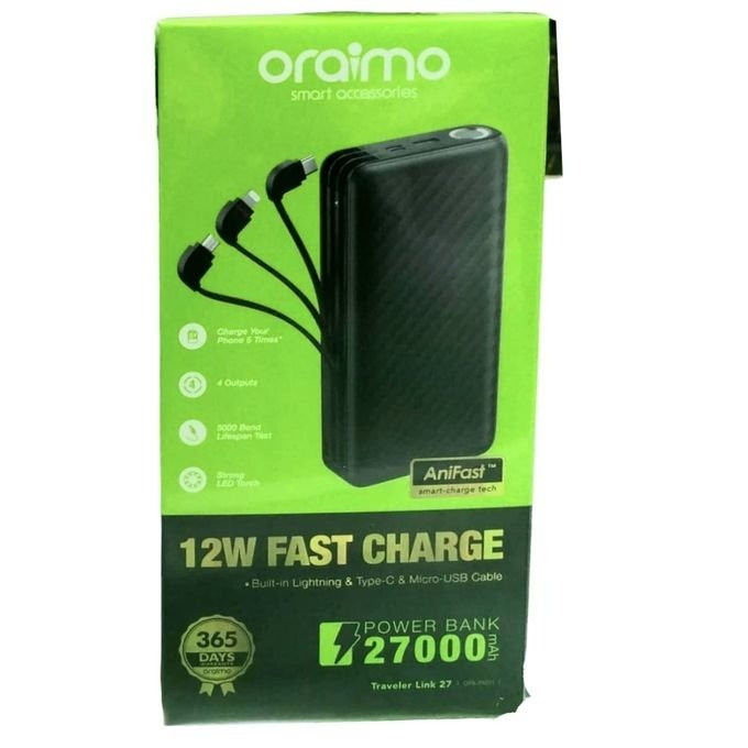 Oraimo OPB-P5271 27000mAh Power Bank: Traveler Link 27, 12W Portable Charger - Image 2