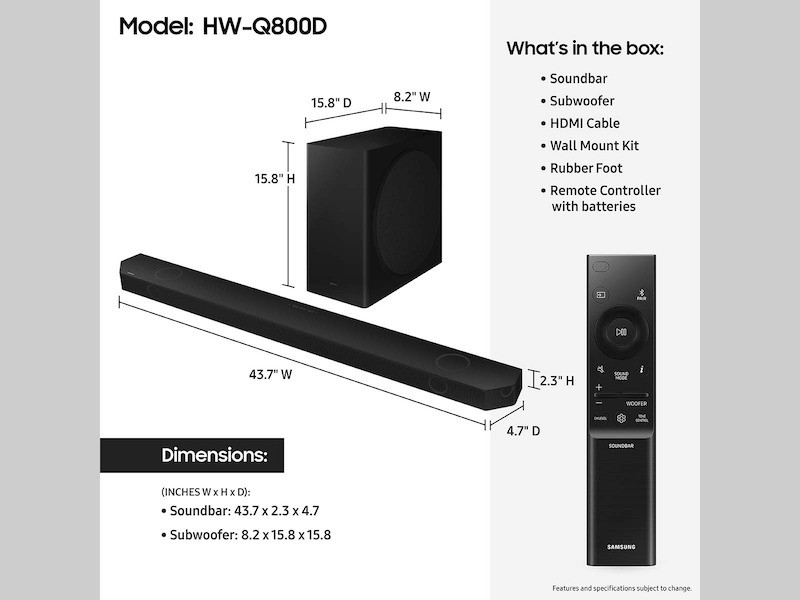Samsung HW-Q800D 5.1.2ch Wireless Dolby Atmos Soundbar - Image 2