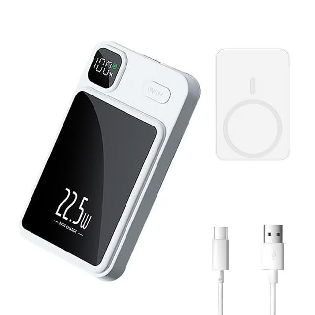 S-TEK Magnetic Wireless Power Bank: Portable Charger with Smart LED Display