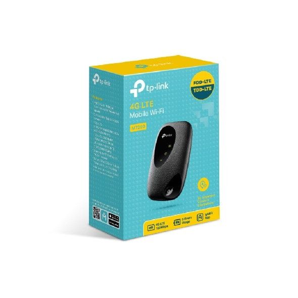 TP-LINK M7200 4G LTE MiFi Portable Wi-Fi Router 8 Hours Long Lasting Battery Black - TL-M7200