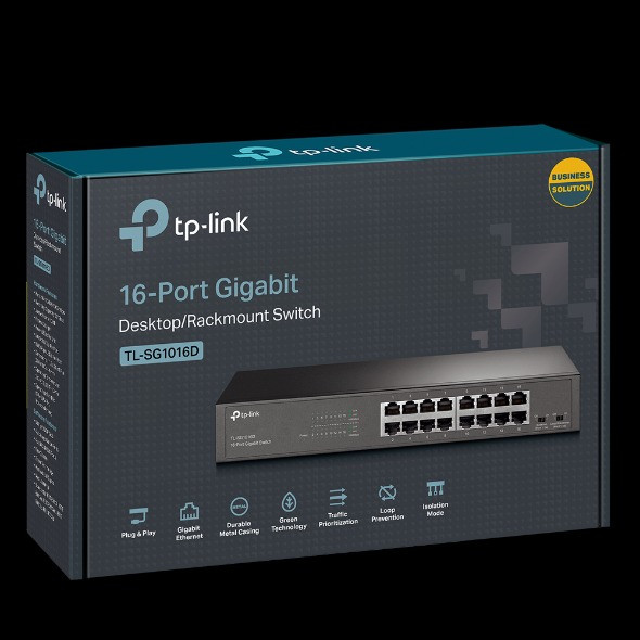 TP Link TL-SG1016D 16-Port Gigabit Rackmount Network Switch 10/100/1000Mbps